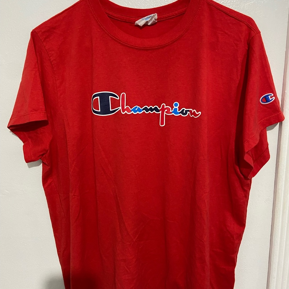 Red Champion t-shirt, women’s size XL.